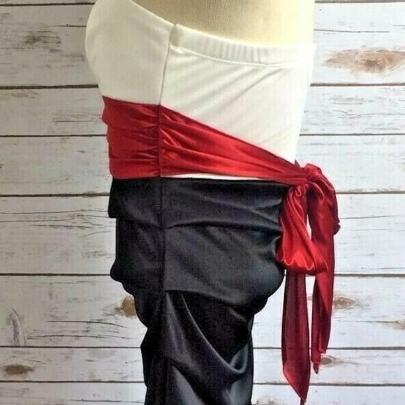 SPEECHLESS Women Formal Strapless Above Knee Length Black/White/Red Dress Sz S - Picture 8 of 11